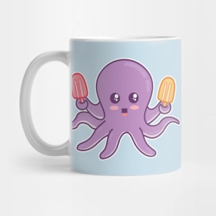Kawaii Baby Octopus Holding Two Ice Pops Mug